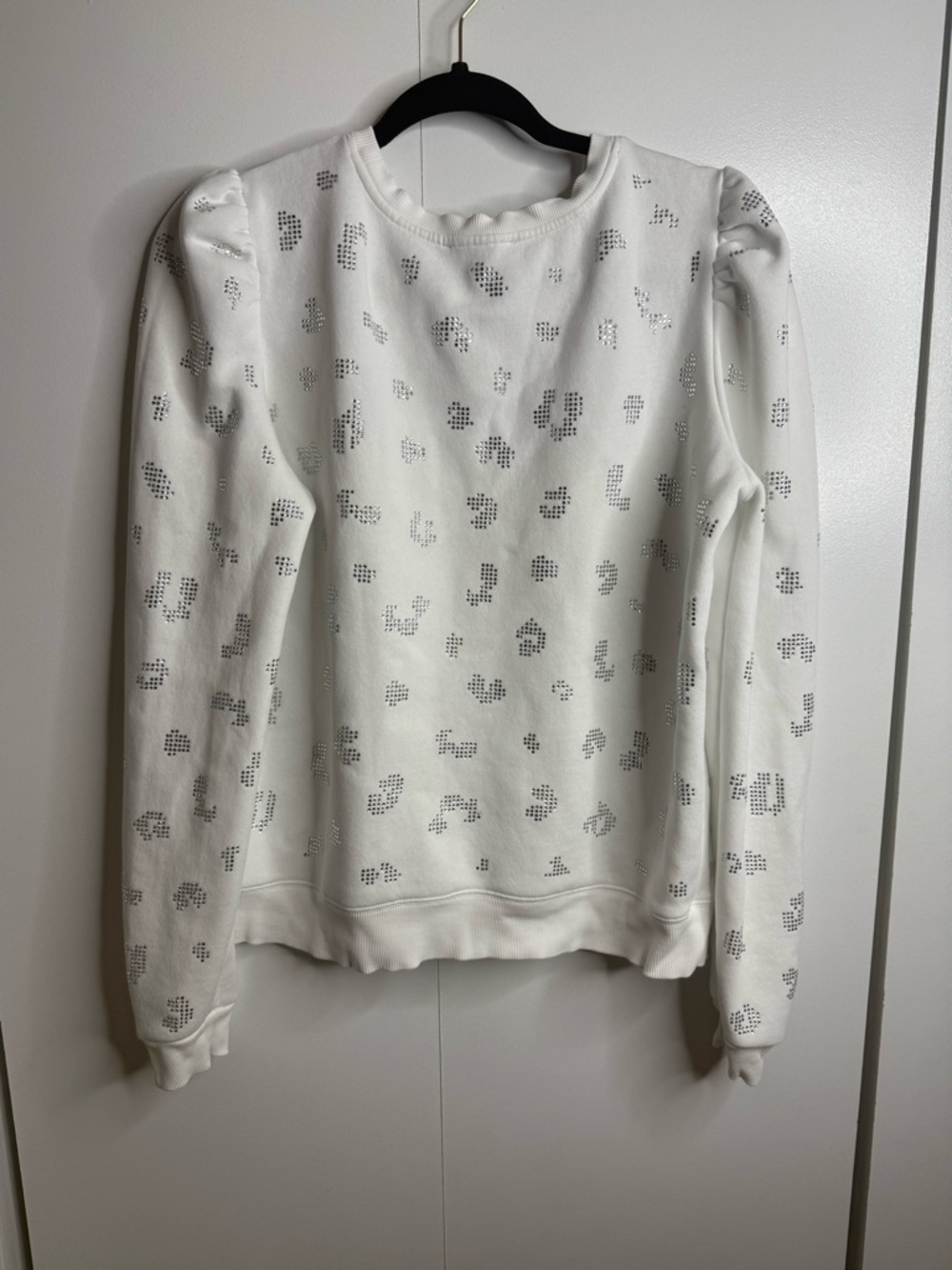 Generation Love White Rhinestone Embellished Leopard Print Sweatshirt Large - Picture 3 of 8